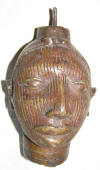 Statue tete de reine africaine en bronze du Benin