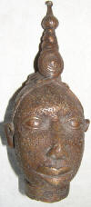 Statue tete de reine africaine en bronze du Benin